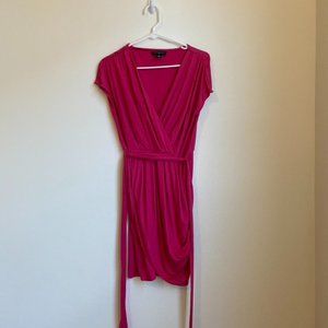 Hot Pink Banana Republic Silk Wrap Dress